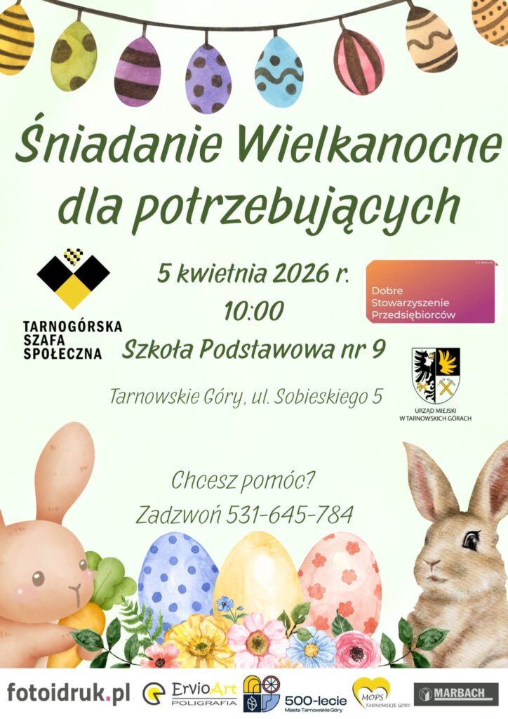 plakat w poziomie na zielonym tle_śniadanie wielkanocne