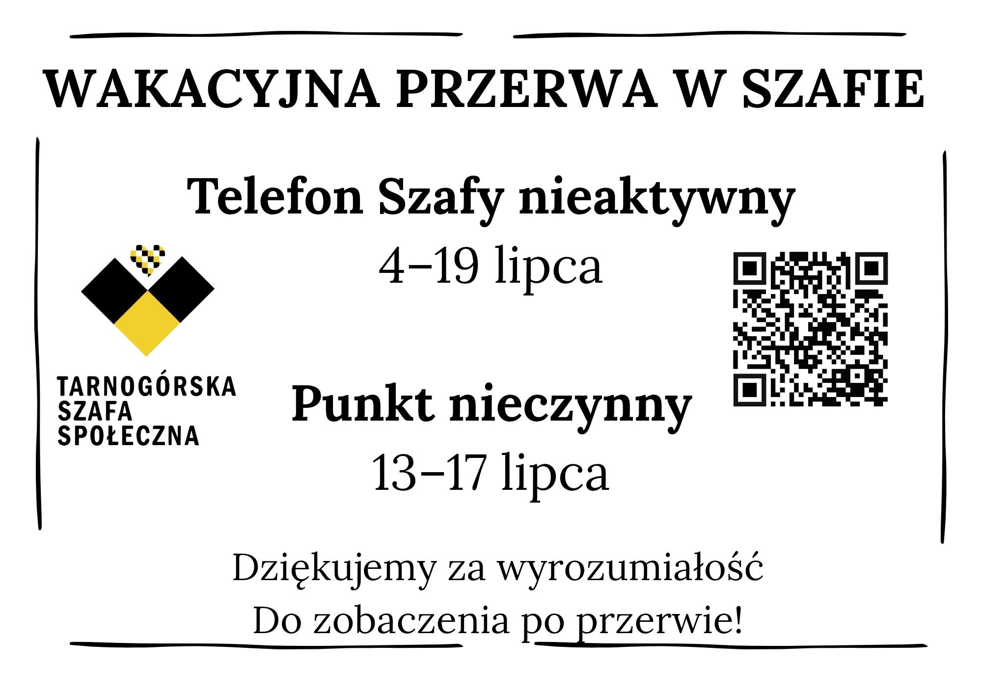 Ważna informacja – mamy wakacyjną przerwę!